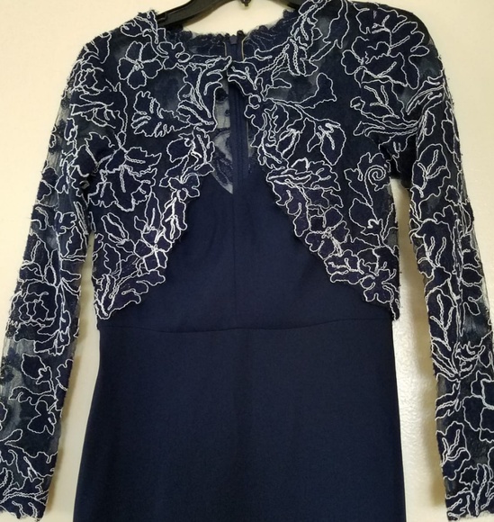 NWT Embroidered Crepe Gown
